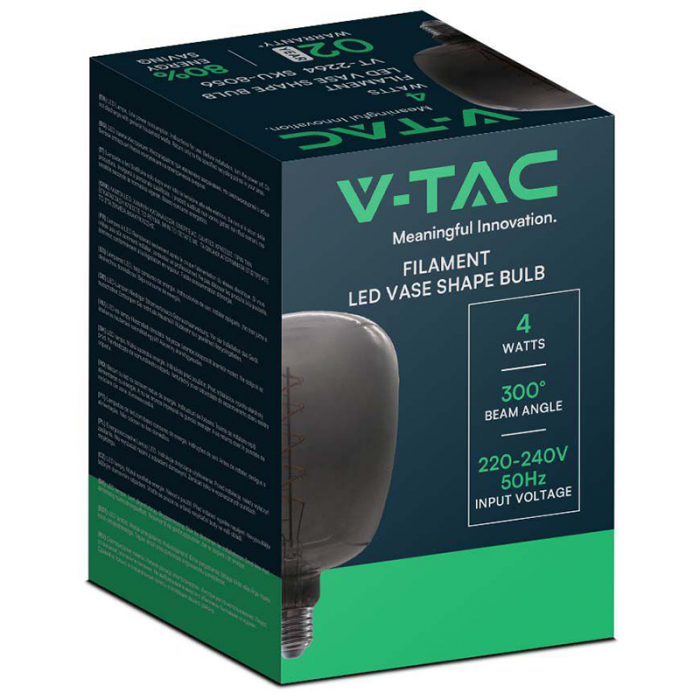 Bec filament led 4W E27 sticlă neagră V-tac [3]