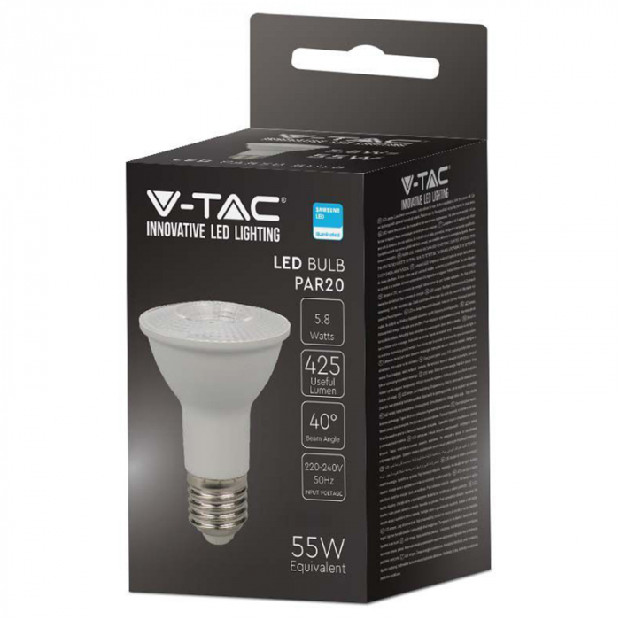 BEC V-TAC LED 5.8W PAR20 E27 4000K ALB NEUTRU [7]