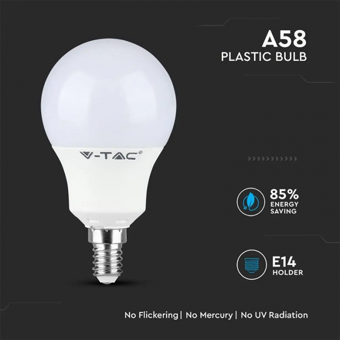 Bec led a58 e14 9w 6400k alb rece, cip Samsung V-tac [6]