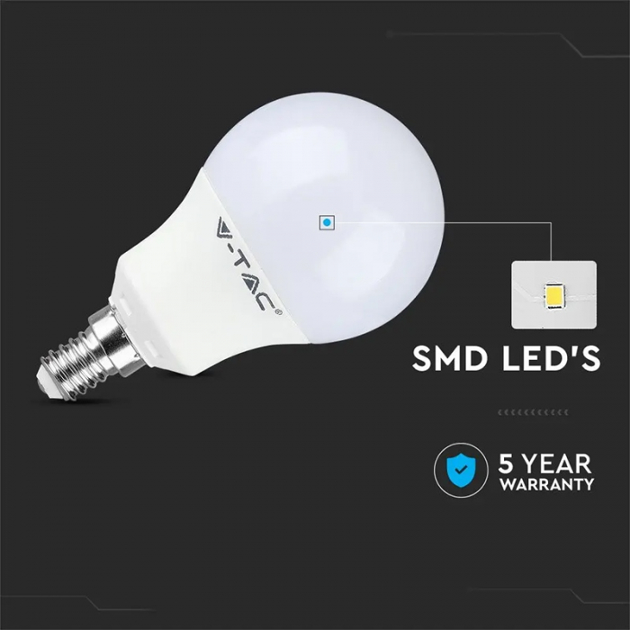 Bec led a58 e14 9w 6400k alb rece, cip Samsung V-tac [8]