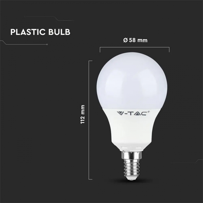 Bec led a58 e14 9w 6400k alb rece, cip Samsung V-tac [5]