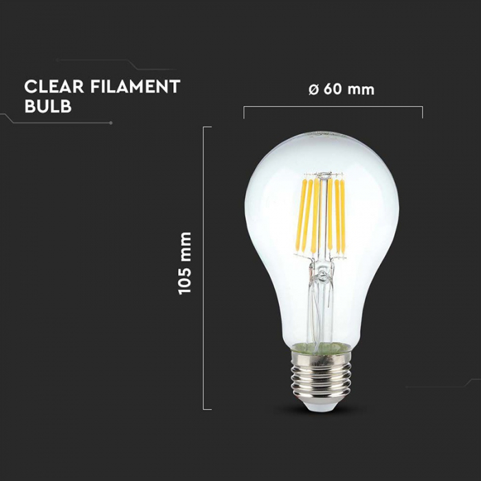 Bec led a60 e27 10w cu filament 4000k V-tac [4]