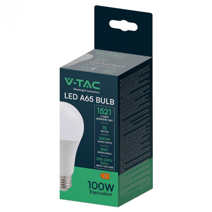 Bec LED A65 E27 15W 3000K ALB CALD [3]