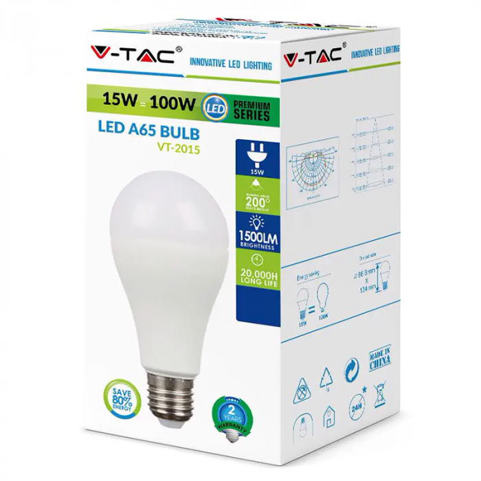 BEC LED A65 E27 15W 4500K ALB NEUTRU [3]