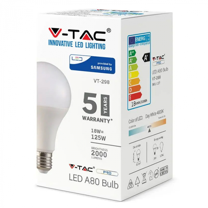 BEC LED A80 E27 18W 3000K ALB CALD, CIP SAMSUNG [3]