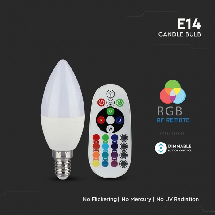 Bec led e14 3.5w dimabil rgb și 4500k + telecomandă V-tac [6]