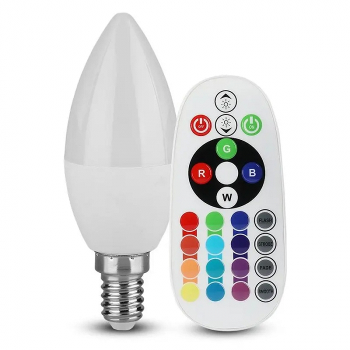 Bec led e14 3.5w dimabil rgb și 4500k + telecomandă V-tac [2]