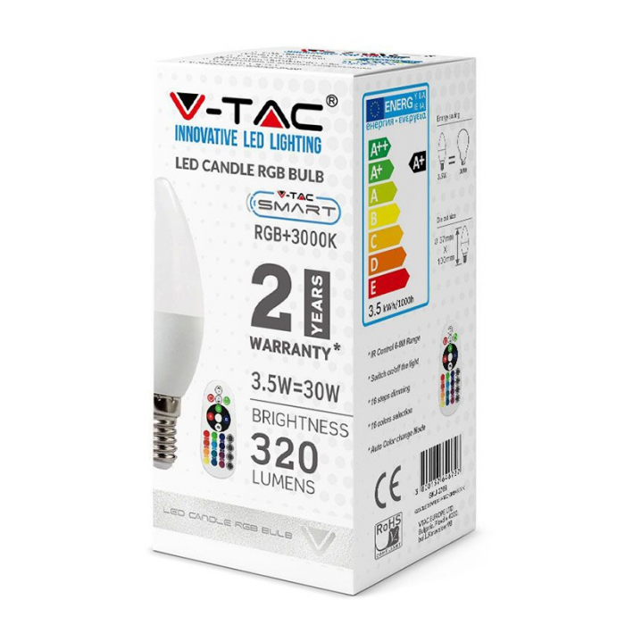 BEC LED E14 3.5W DIMABIL RGB SI 6400K + TELECOMANDA [4]