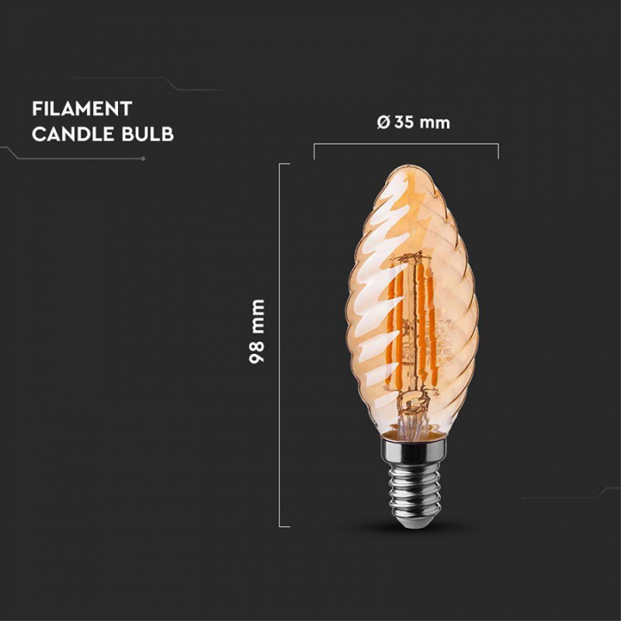 Bec led e14 4w cu filament 2200k V-tac [4]