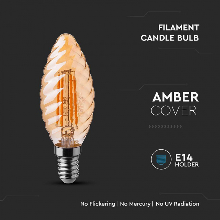 Bec led e14 4w cu filament 2200k V-tac [5]