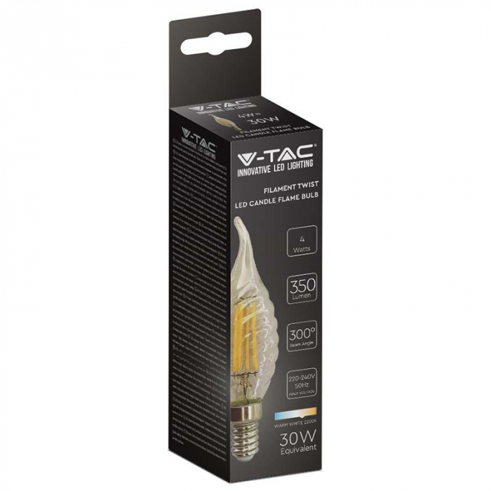 Bec Led E14 4W CU FILAMENT 2200K ALB CALD [3]