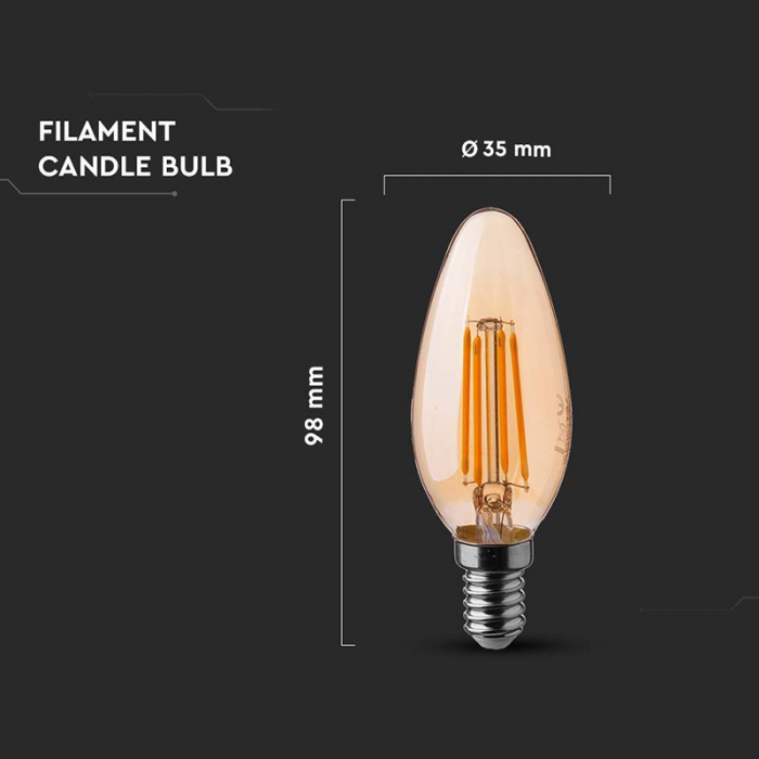 BEC LED E14 4W CU FILAMENT 2200K ALB CALD [4]