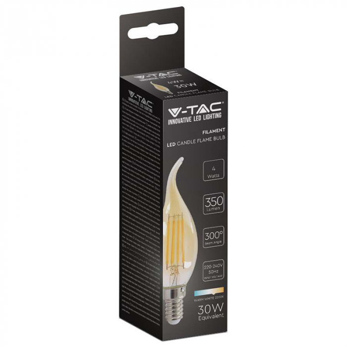 Bec led e14 4w cu filament 2200k alb cald V-tac [3]