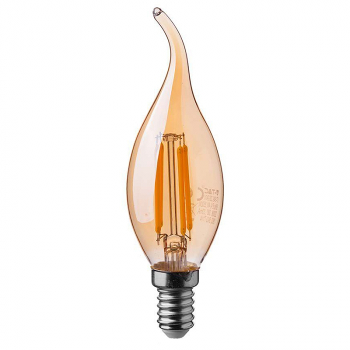 Bec led e14 4w cu filament 2200k alb cald V-tac [2]