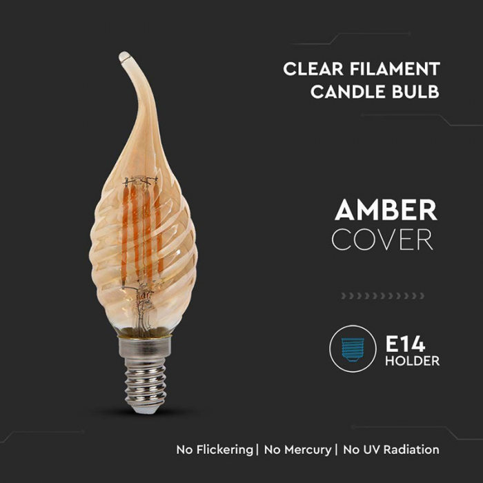 Bec Led E14 4W CU FILAMENT 2200K ALB CALD [5]