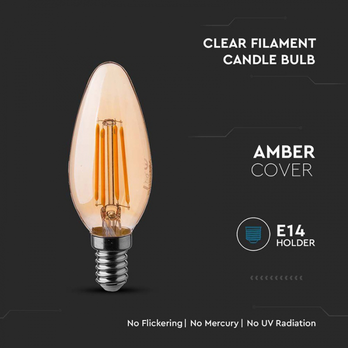 BEC LED E14 4W CU FILAMENT 2200K ALB CALD [5]