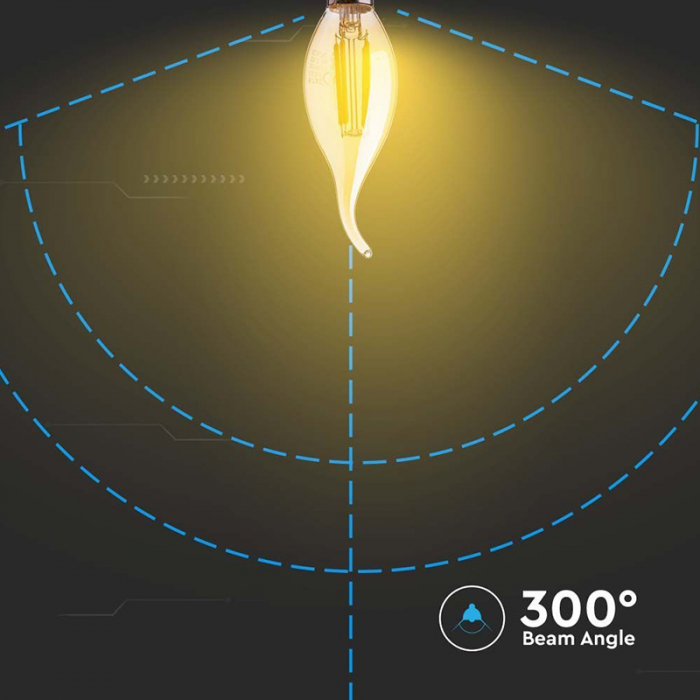 Bec led e14 4w cu filament 2200k alb cald V-tac [6]