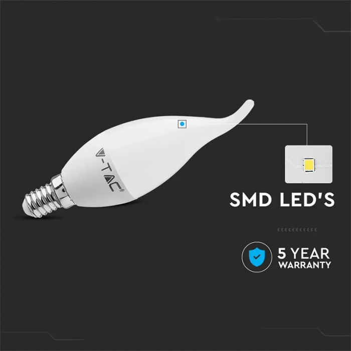 Bec led e14 5.5w 6000k alb rece, cip Samsung V-tac [7]