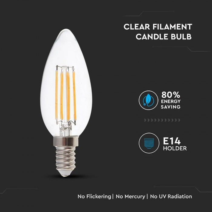 BEC LED E14 6W CU FILAMENT 3000K ALB CALD [5]