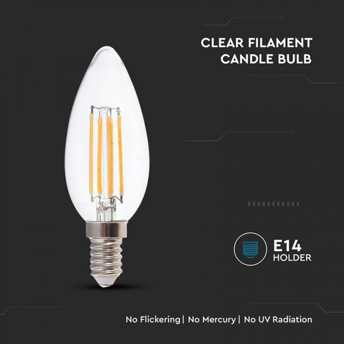 Bec led e14 6w cu filament 6400k alb rece V-tac [5]