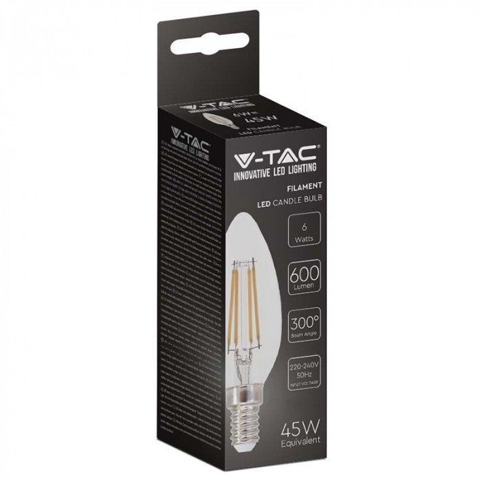 Bec led e14 6w cu filament 6400k alb rece V-tac [3]