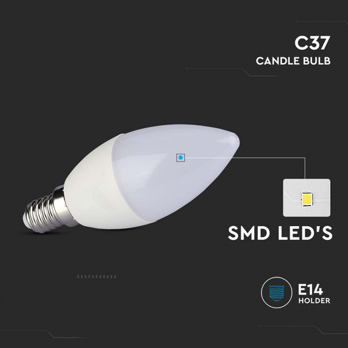 Bec Led E14 C37 4.5W 3000K ALB CALD, CIP SAMSUNG [6]