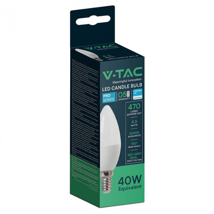 Bec Led E14 C37 4.5W 3000K ALB CALD, CIP SAMSUNG [4]