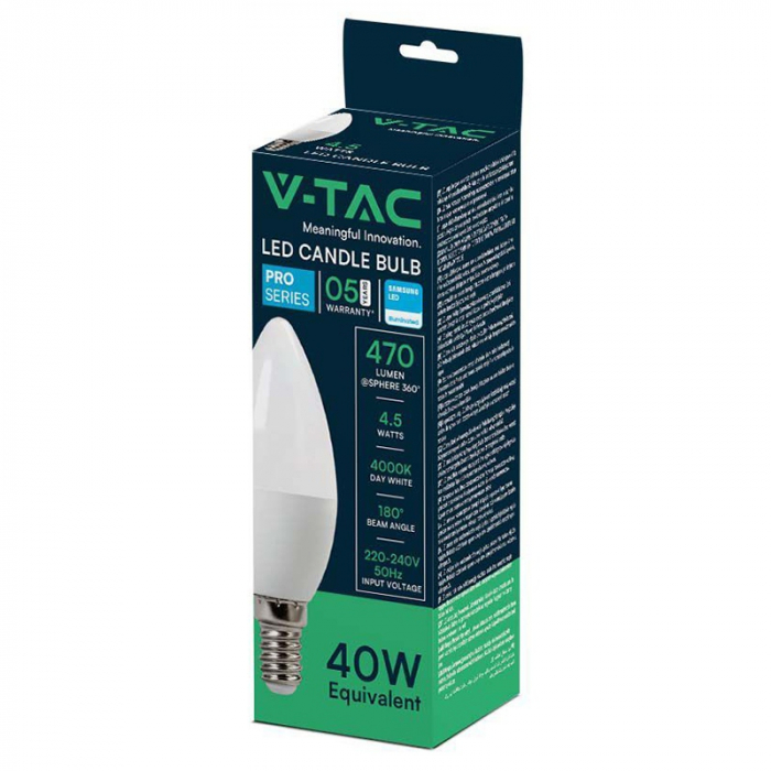 Bec led E14 C37 4.5W 6500K ALB RECE, CIP SAMSUNG [4]