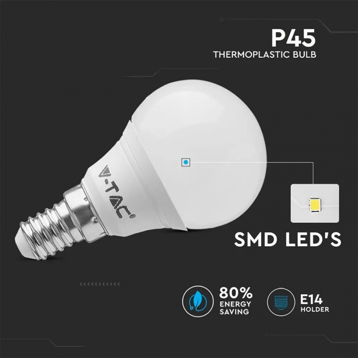 Bec led E14 P45 3.7W 4000K ALB NEUTRU [5]