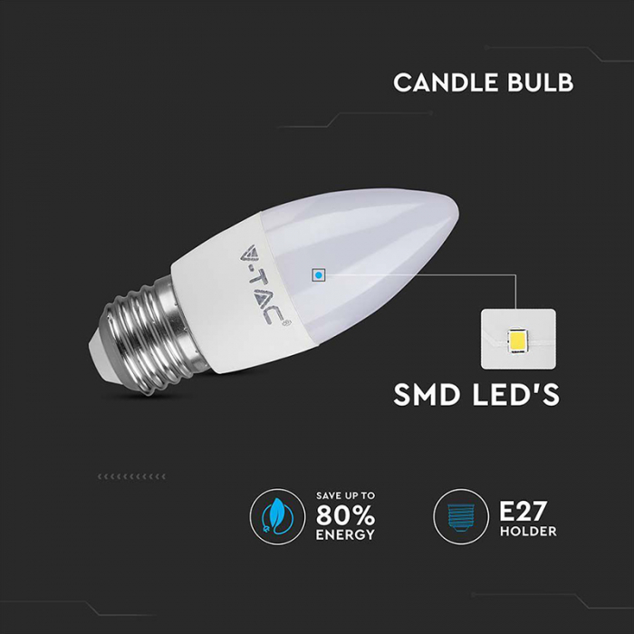 Bec Led E27 4.5W 6500K Alb rece [5]