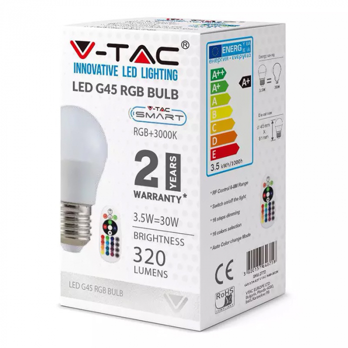 BEC LED E27 G45 3.5W DIMABIL RGB SI 4000K + TELECOMANDA [4]