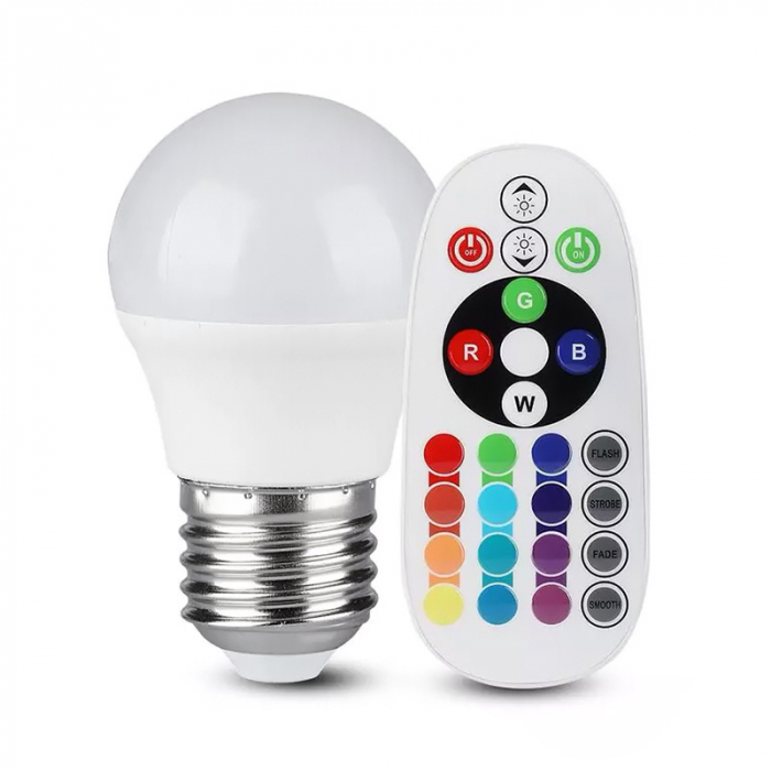 BEC LED E27 G45 3.5W DIMABIL RGB SI 4000K + TELECOMANDA [3]