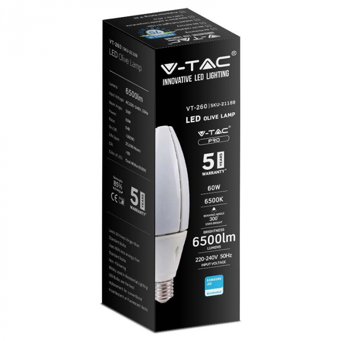 BEC LED E40 60W 6500K ALB RECE, CIP SAMSUNG [3]