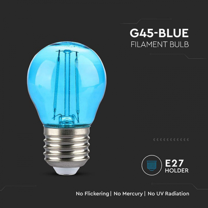 Bec led g45 e27 2w cu filament lumina albastra V-tac [5]