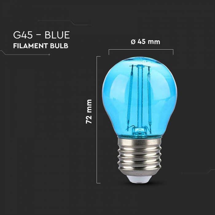 Bec led g45 e27 2w cu filament lumina albastra V-tac [4]