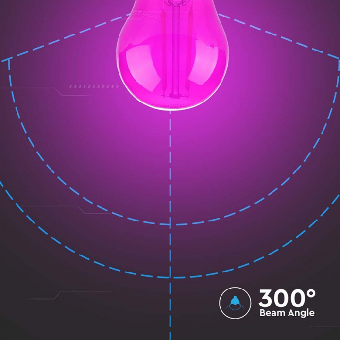 Bec led g45 e27 2w cu filament lumina roz V-tac [6]