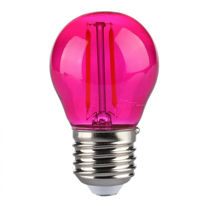 Bec led g45 e27 2w cu filament lumina roz V-tac [2]