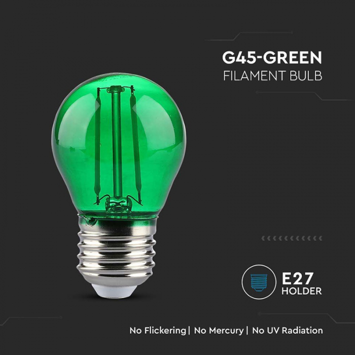 Bec led g45 e27 2w cu filament lumina verde V-tac [5]