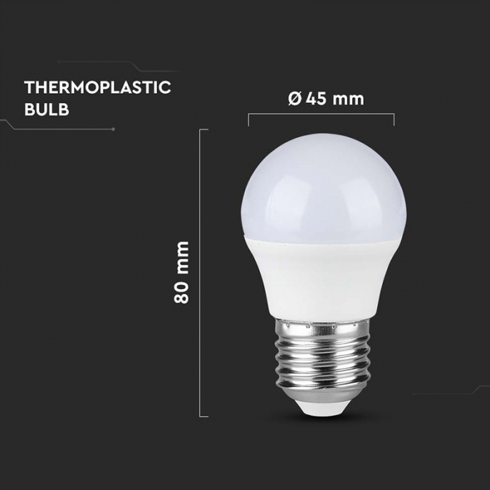 Bec led g45 e27 4.5w 3000k alb cald V-tac [3]