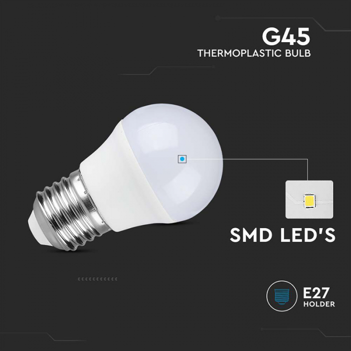 BEC LED G45 E27 4.5W 3000K ALB CALD, CIP SAMSUNG [5]