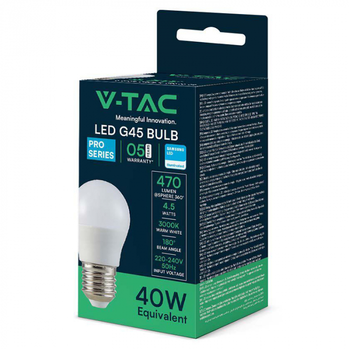 Bec LED G45 E27 4.5W 6400K ALB RECE, CIP SAMSUNG [3]