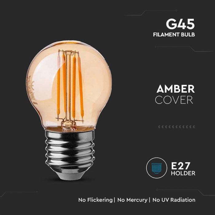 BEC LED G45 E27 4W CU FILAMENT 2200K ALB CALD [5]