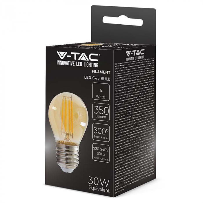 BEC LED G45 E27 4W CU FILAMENT 2200K ALB CALD [3]