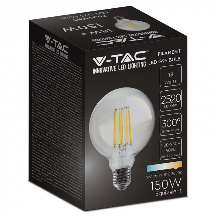 Bec led g95 e27 18w 3000k alb cald V-tac [3]
