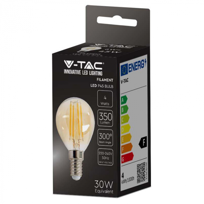 Bec led p45 e14 4w filament 2200k alb cald V-tac [3]