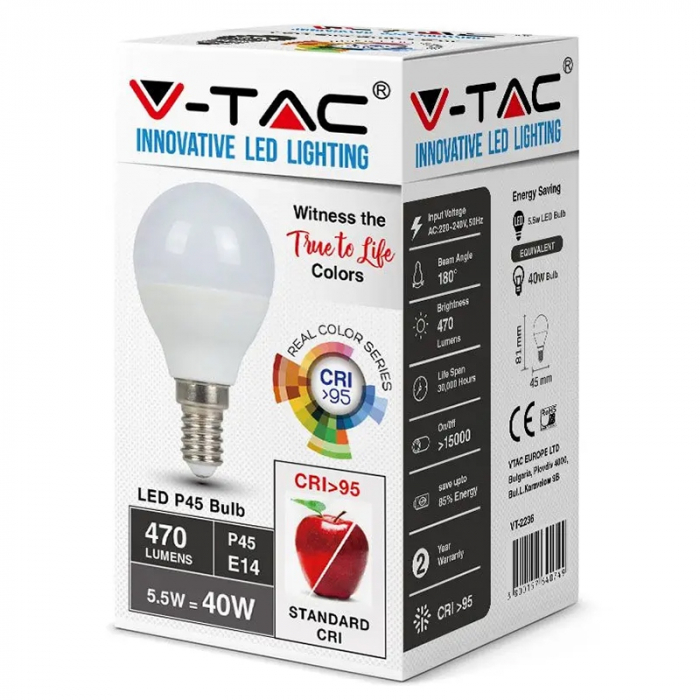 BEC LED P45 E14 5.5W CRI95+ 6400K ALB RECE [3]