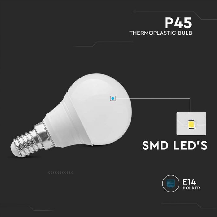 Bec led P45 E14 6.5W 4000K alb neutru, cip Samsung V-tac [5]