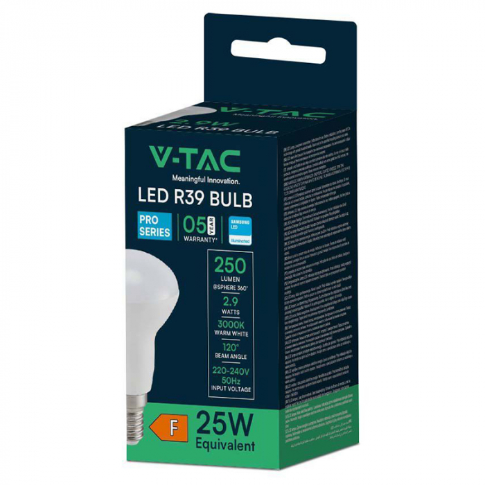 Bec led R39 E14 2.9W 3000K alb cald, cip Samsung V-tac [4]