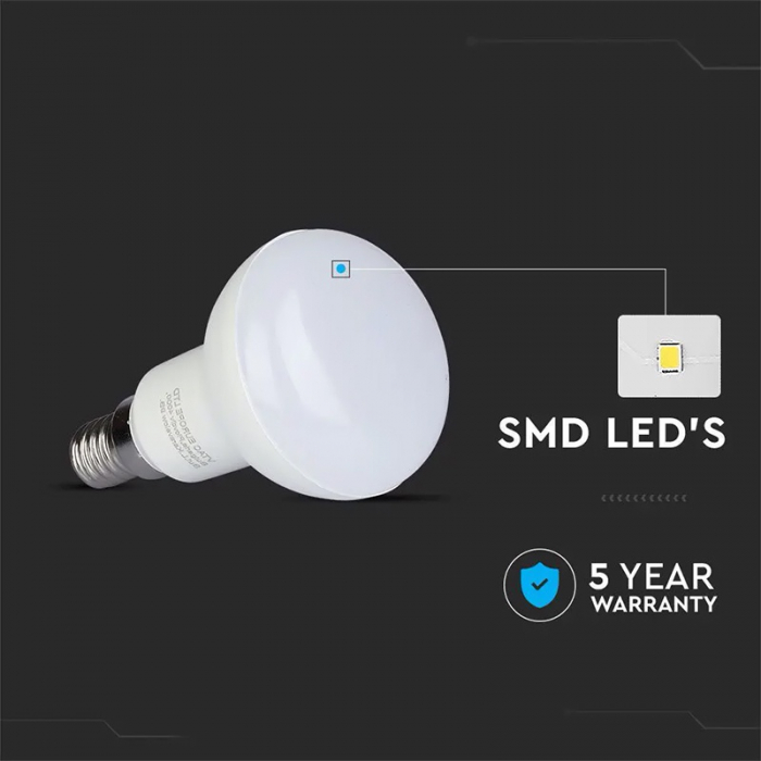 Bec led r50 e14 4.8w 6400k alb rece, cip samsung V-tac [5]