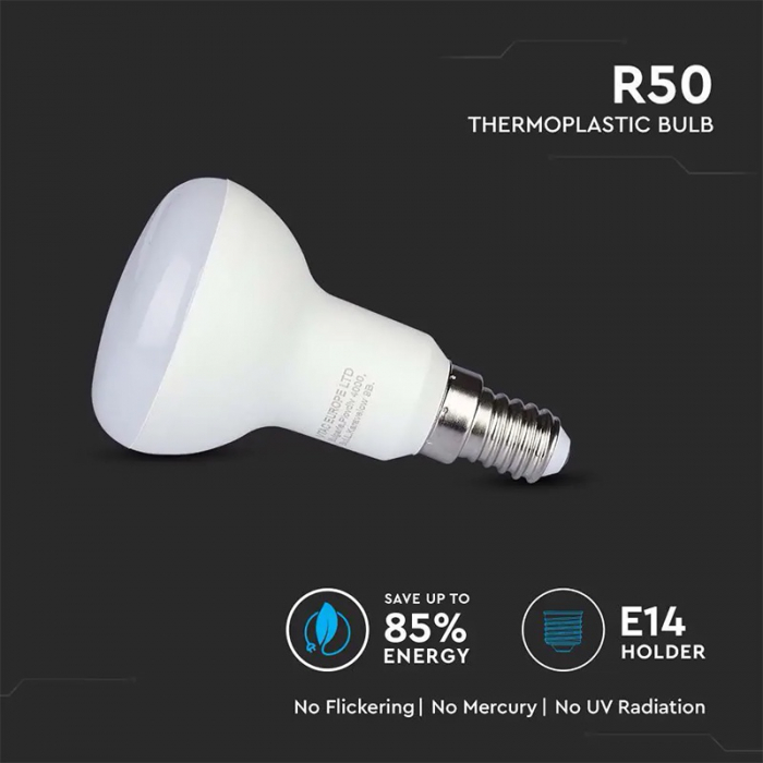 Bec led r50 e14 4.8w 6400k alb rece, cip samsung V-tac [6]
